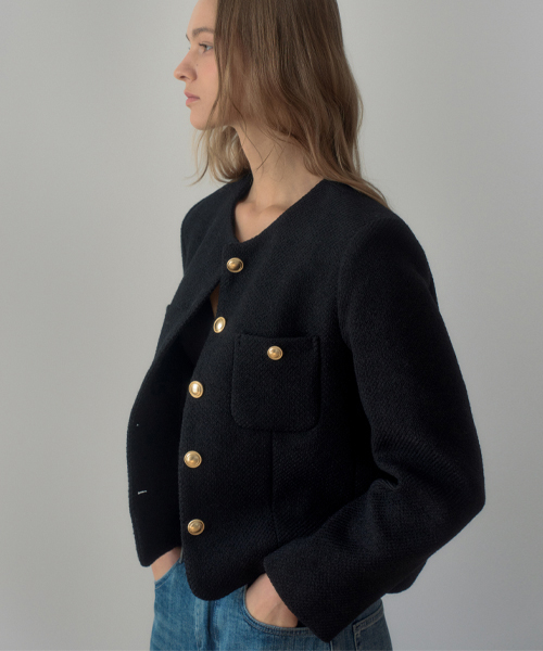 DEVON CLASSIC WOOL TWEED JACKET_BLACK