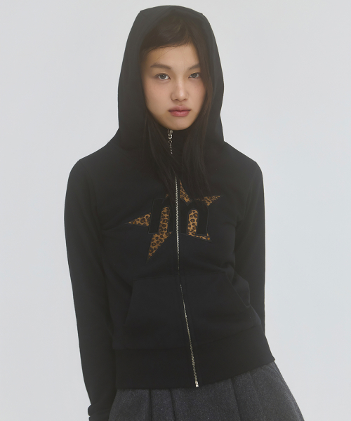 MP Highneck Hood Zip Up Black