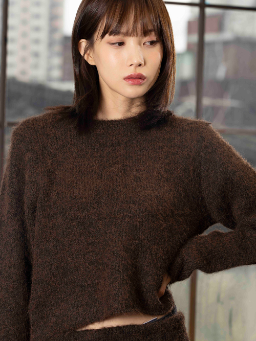 Soft Texture Knit Wrap Юбка-комплект [Brown]