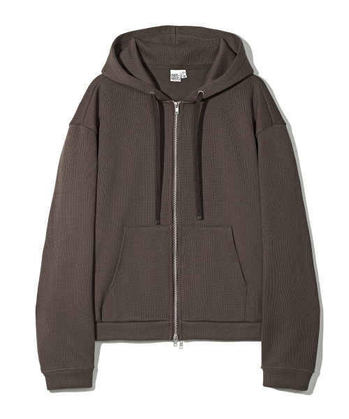 [Fleece] Crop Knit Hood Зипка Brown