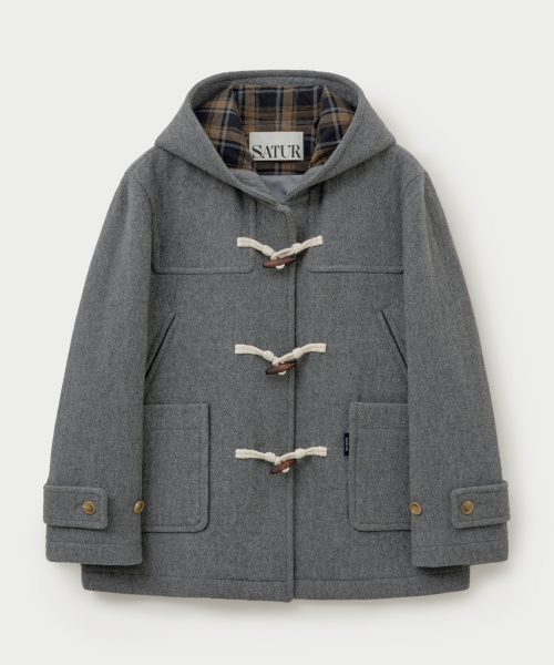 (W) Полупальто дафлкот из шерсти с капюшоном Grey