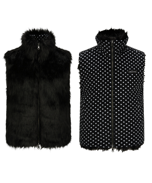 Haze Reversible Dot Fur Vest_[Black]