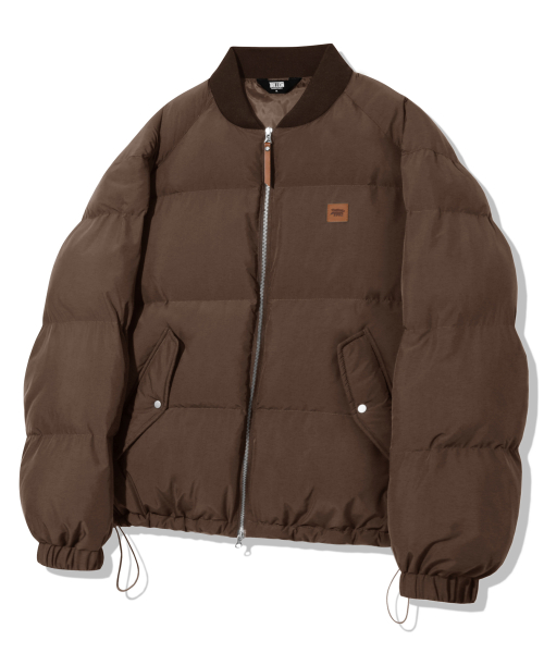 Пуховик с кожаным патчем_Brown