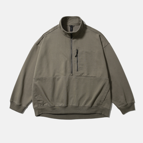 [AW25] BAGGY HALF-ZIP SWEAT / OLIVE