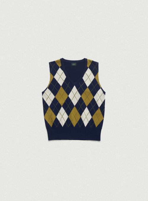 Caden Argyle Knit Vest_Navy