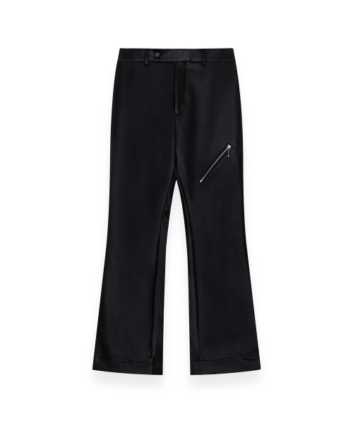 R-0063 / LUX- LEATHER ZIPPER BOOTCUT PANTS