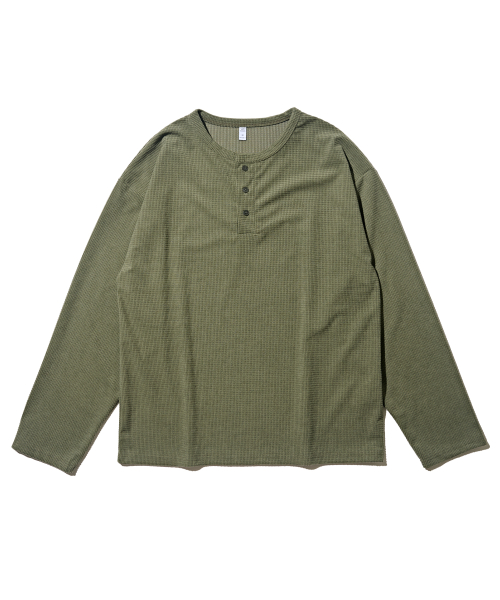 Vintage Henley Neck Лонгслив (Khaki)