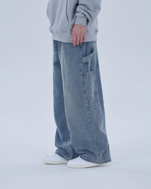 KEY RING WASHING DENIM PANTS (LIGHT BLUE)