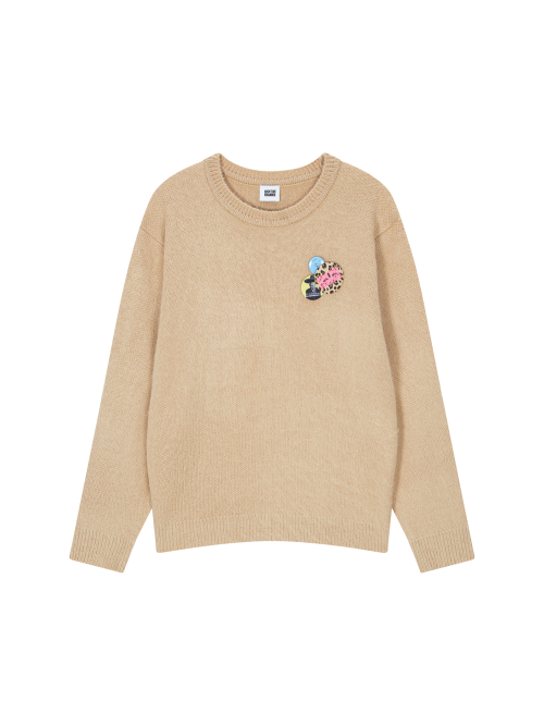 Frankie 3 Pins Round Knit Beige