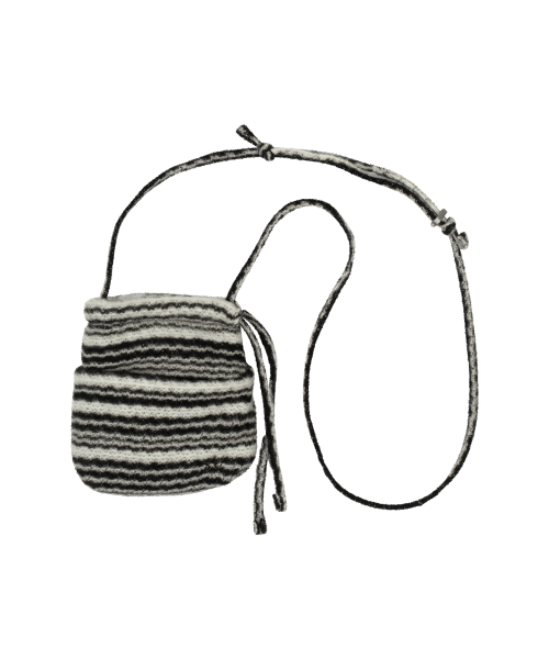 TCM stripe knit mini bag (black)