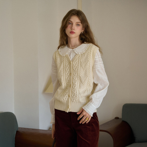 SR_Vintage french knit vest_2color