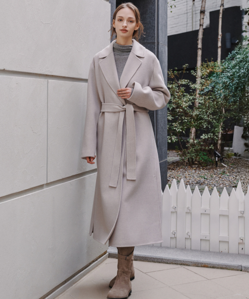 Длинное кашемировое пальто 6510 (Light Beige)