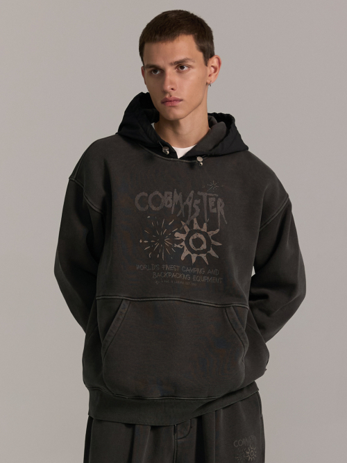 DYED BLOCK SWEAT HOODIE[CHARCOAL]