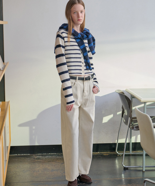 COLOR DYEING WIDE DENIM_L BEIGE