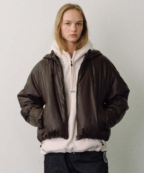 Faux кожа padded куртка