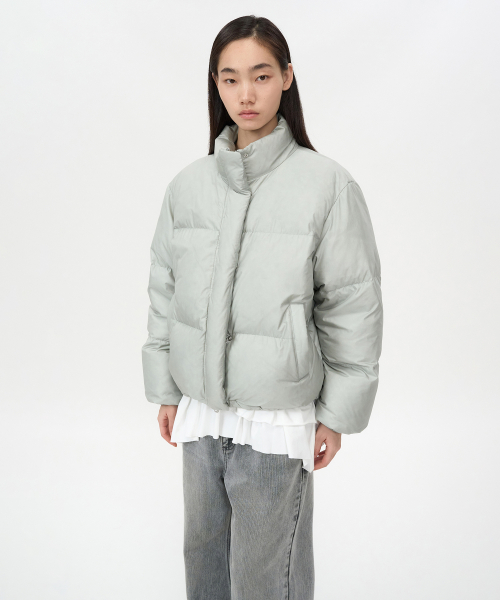 Базовый пуховик из рипстопа (гусиный пух) PALE GREEN