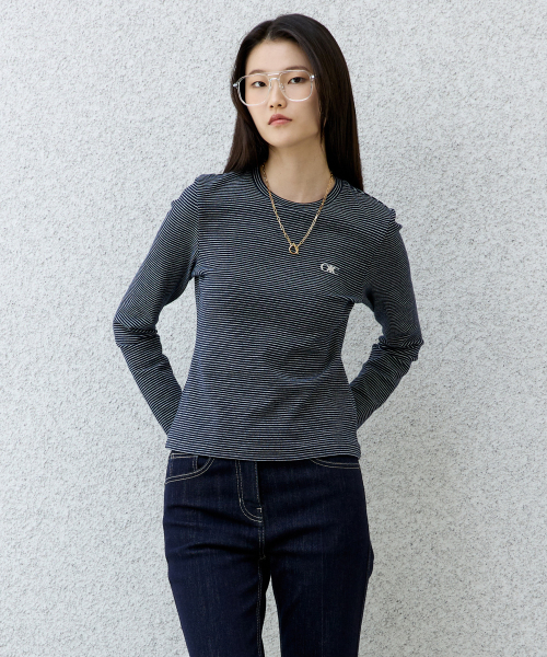 Полосатая футболка slim fit [NAVY]