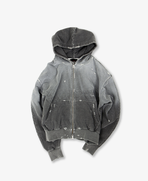 CROCUS HOOD ZIP-UP- CHARCOAL