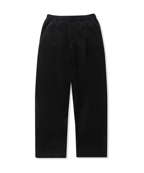 Широкие вельветовые флисовые брюки с защипом (Black)
