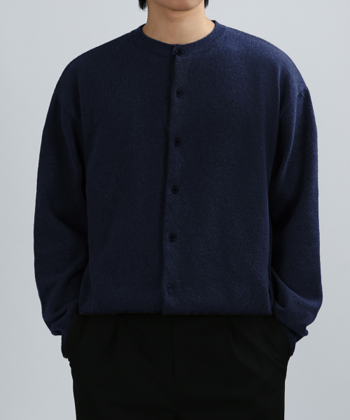 Уютный кардиган из шерсти Cozy с круглым вырезом (Navy)