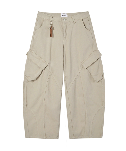 Брюки карго из вареного хлопка_Beige