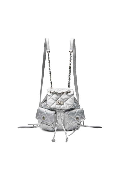MUSINSA公式 | MATIN KIM DOUBLE POCKET QUILTING MINI BACKPACK IN BLACK