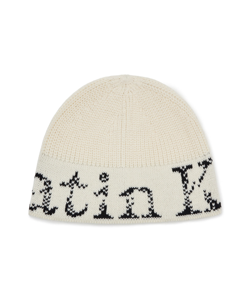 MUSINSA公式 | MATIN KIM CRACKED LOGO BUCKET BEANIE IN BLACK