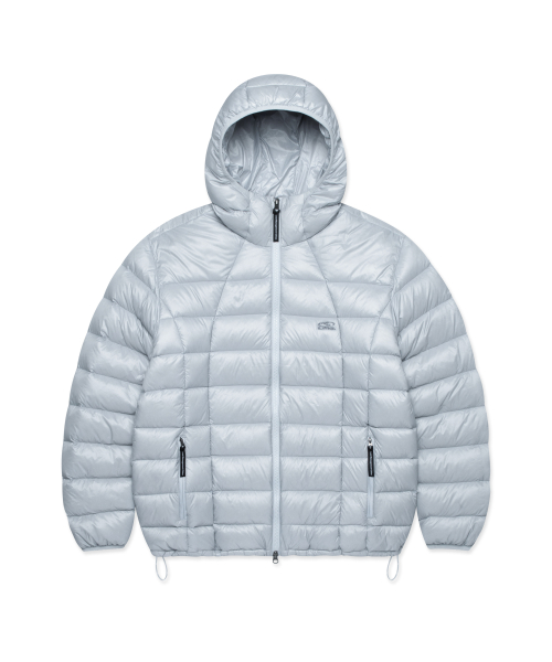 OVAL GLOBE LIGHT WEIGHT HOODED DOWN JACKET light gray