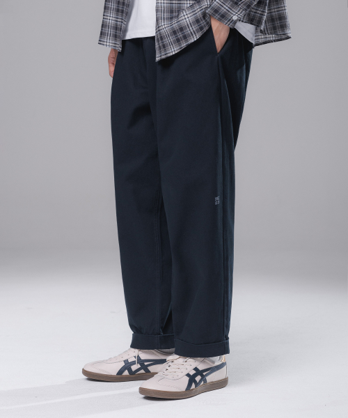 Чиносы с подворотами и вышивкой BK7822_Navy