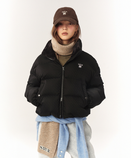 (W) Укороченный пуховик Lauren jacquard Black