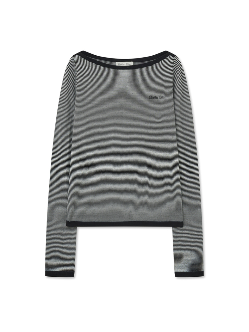 ESSENTIAL BOAT NECK KNIT TOP IN BLACK
