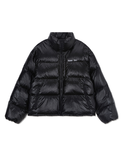 마뗑킴(MATIN KIM) SMALL LOGO VOLUME DOWN JUMPER FOR MEN IN BLACK