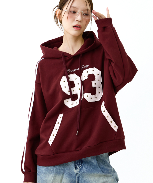 Худи 93 Stud Applique Burgundy