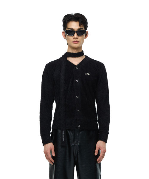 LOGO V FUR CARDIGAN