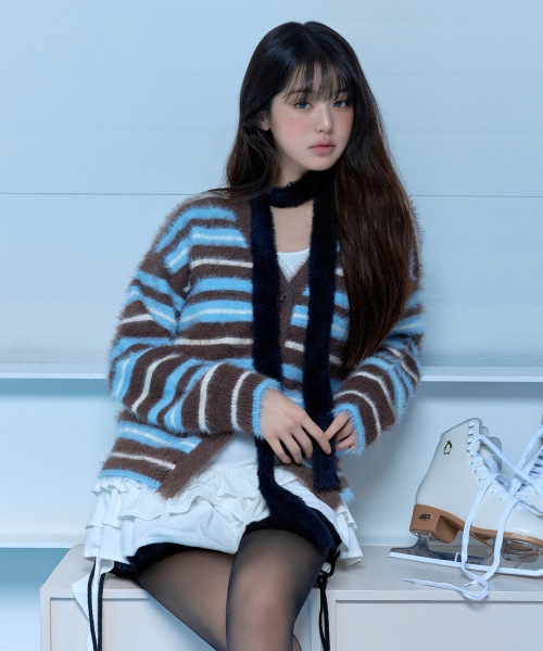 MUSINSA | ROLAROLA FLUFFY LOOSE FIT CARDIGAN BROWN