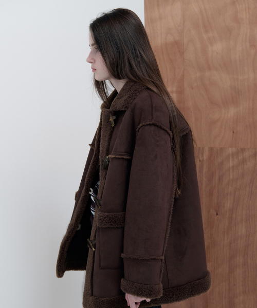 SUEDE MUSTANG HALF JACKET BROWN