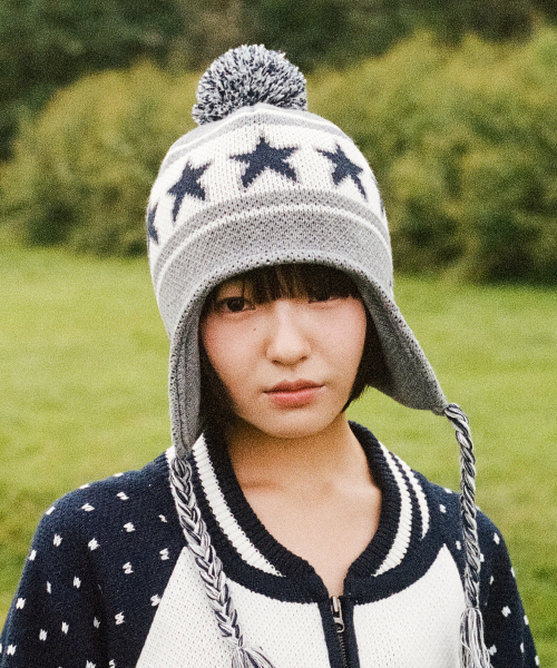 X9090 9STAR EARFLAP BEANIE_GREY(IK2FFMAB24B)