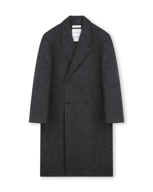 DOUBLE BREASTED ALPACA MAXI COAT MELANGE CHARCOAL