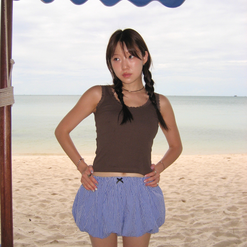 Balloon Check Shorts (SKY BLUE)