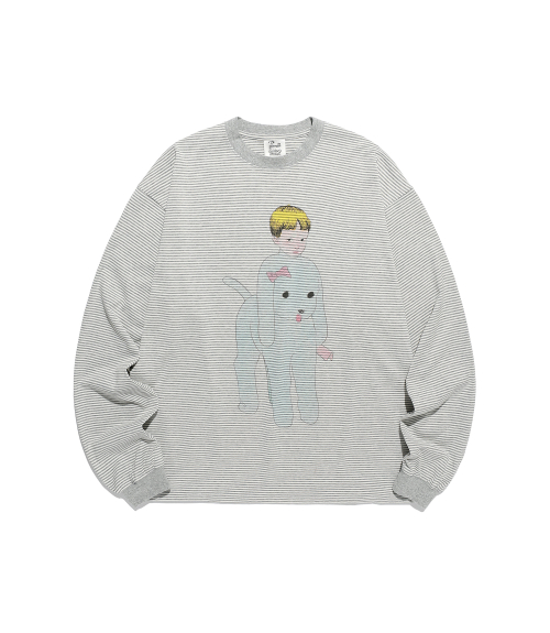 GAKIYA ISAMU STRIPE BIG BIG L/S TEE_GREY(NG2FFUT550C)