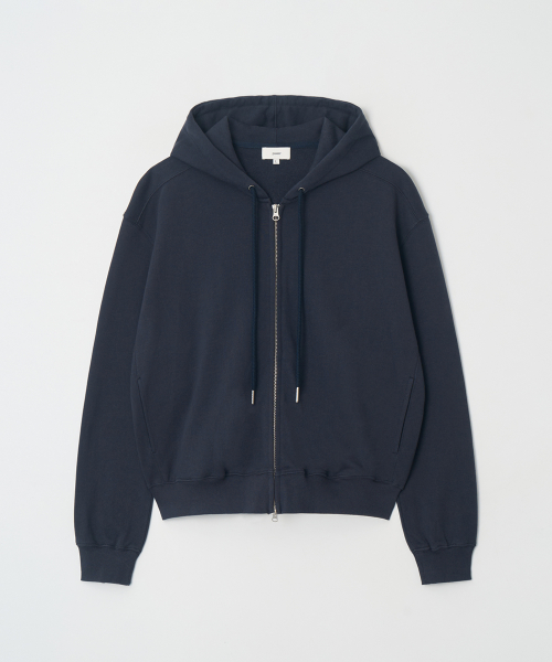 Укороченное худи на молнии со вставками (Vintage Navy)