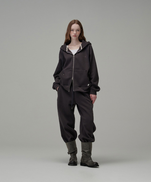 Soft хлопковая широкие Sweat Pants_Charcoal