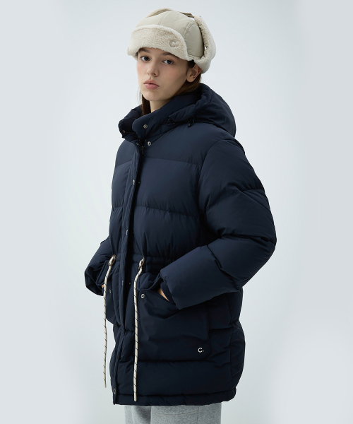 [25FW clove] Pocket Hooded Long Goose Down куртка (Navy)