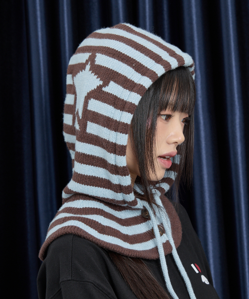 와이케이() 스트라이프 스타 바라클라바 스카이블루 상품 이미지