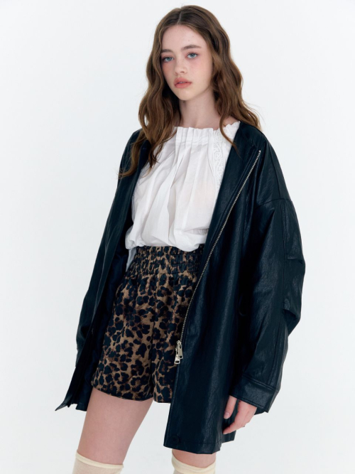faux leather string overfit куртка