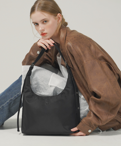 TRM Recycle Nylon 2way Eyelet Hobo Bag T59W