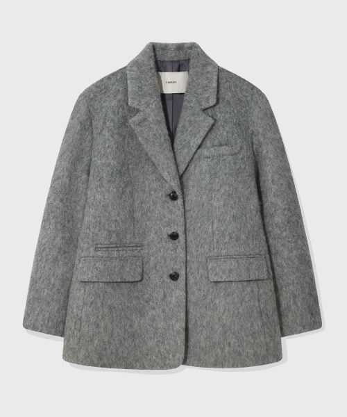 (Womens) Пушистый шерстяной жакет_Grey