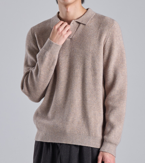 Трикотажный воротник на одной пуговице из шерсти (Beige)