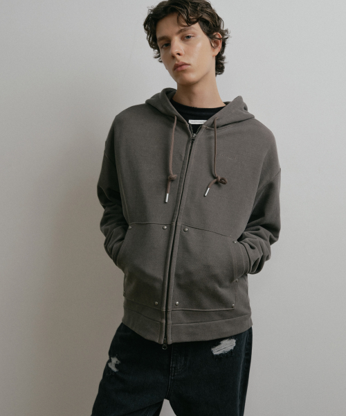 коричневый VINTAGE PIGMENT 2WAY HOOD ZIP-UP