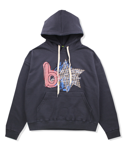 patched hoodie(smoke)
